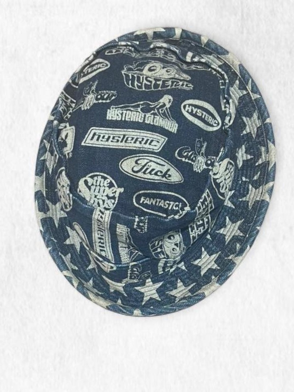 Rare Hysteric Glamour stars blue & white bucket all over print hat  
Japanese